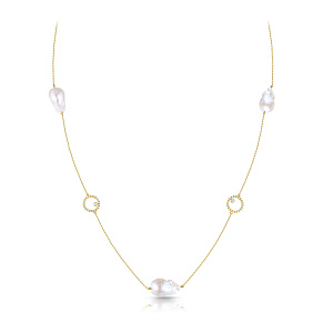 Колье из желтого золота с бриллиантами, жемчугом