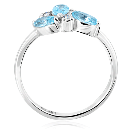 Кольцо из белого золота с топазом, фианитом