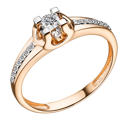 Кольцо из красного золота с бриллиантами