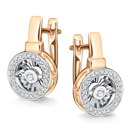 Серьги с английским замком из красного золота с бриллиантами