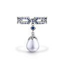 Кольцо из белого золота с бриллиантами, жемчугом