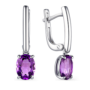 Серьги с английским замком из серебра с аметистом