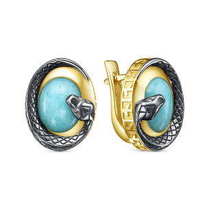 Серьги с английским замком из серебра с амазонитами