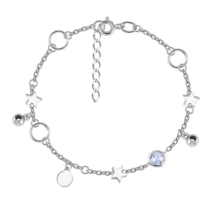 Браслет декоративный из серебра с фианитом