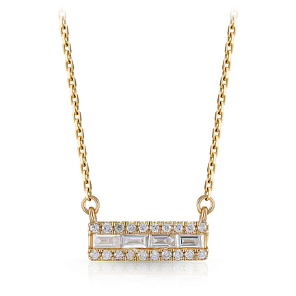 Колье из желтого золота с бриллиантами, плетение якорное