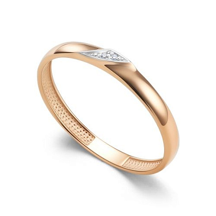 Кольцо обручальное из красного золота с бриллиантами