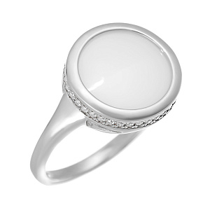 Кольцо из серебра с керамикой, фианитами