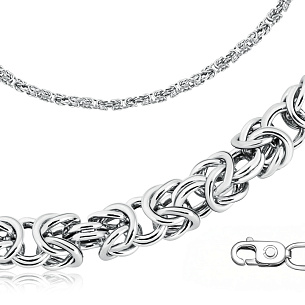 Цепь ручной работы из серебра, плетение византийское