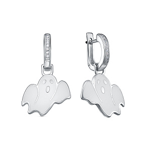 Серьги с английским замком из серебра с фианитами