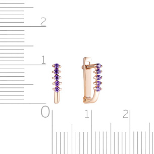 Серьги детские с английским замком из красного золота с фианитом