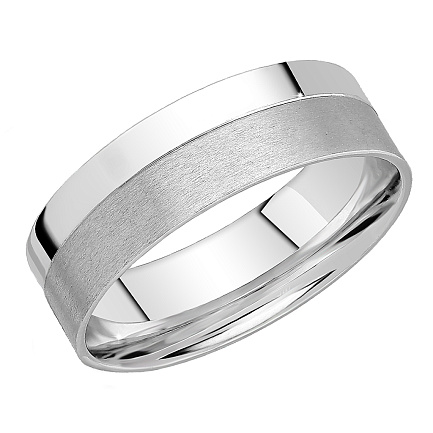 Кольцо обручальное из белого золота