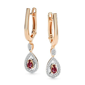 Серьги с английским замком из красного золота с бриллиантами