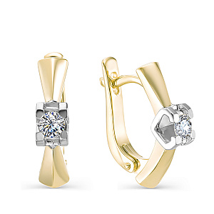 Серьги из желтого золота с бриллиантами