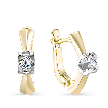 Серьги из желтого золота с бриллиантами