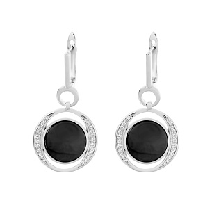 Серьги с английским замком из серебра с керамиками и циркониями