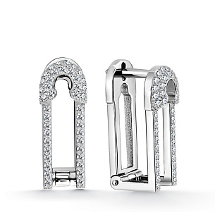 Серьги из белого золота с бриллиантом