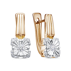 Серьги с английским замком из красного золота с бриллиантами