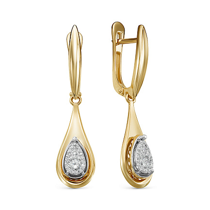 Серьги с английским замком из белого золота с бриллиантами