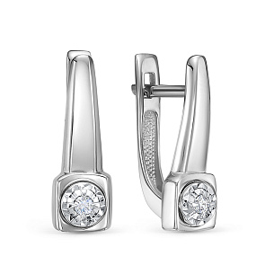 Серьги из белого золота с бриллиантом