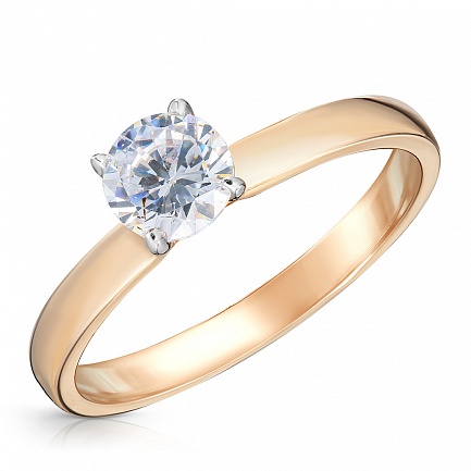 Кольцо из красного золота с фианитом