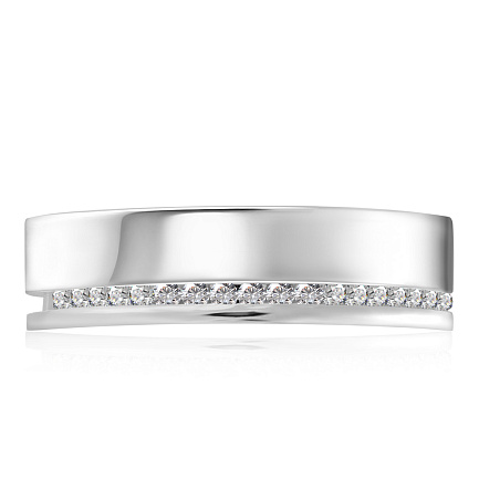 Кольцо обручальное из белого золота с бриллиантами