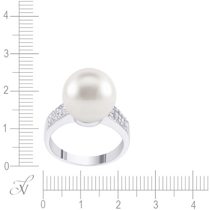 Кольцо из белого золота с бриллиантами, жемчугом