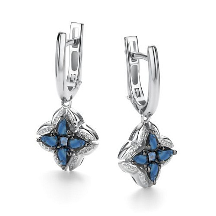 Серьги с английским замком из белого золота с бриллиантами