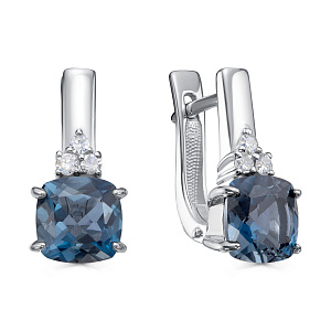 Серьги с английским замком из белого золота с бриллиантами