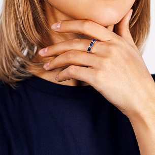 Кольцо из белого золота с сапфирами, бриллиантами