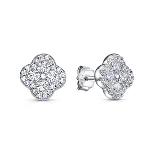 Серьги с английским замком из серебра с фианитом