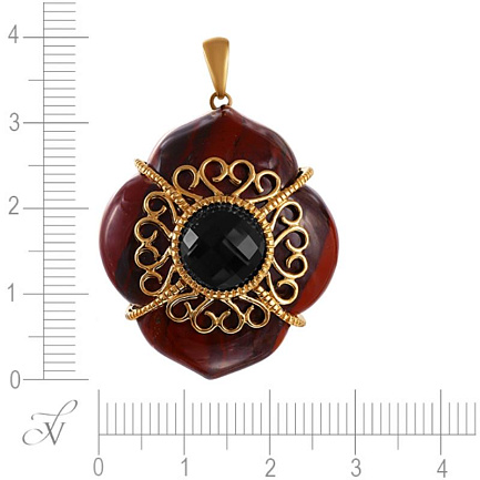 Подвеска из желтого золота с агатом, ониксом