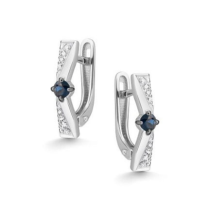 Серьги с английским замком из белого золота с бриллиантами