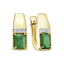 Серьги с английским замком из желтого золота с бриллиантами