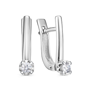 Серьги с английским замком из белого золота с бриллиантами
