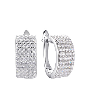 Серьги с английским замком из серебра с фианитами