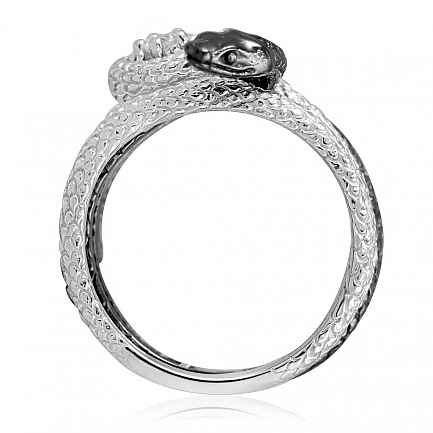 Серебряное кольцо с фианитом Змея