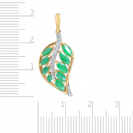 Подвеска из желтого золота с бриллиантами, изумрудом