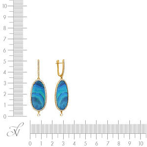 Серьги с английским замком из желтого золота с бриллиантами