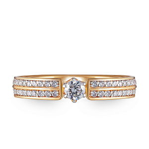 Кольцо обручальное из красного золота с бриллиантами