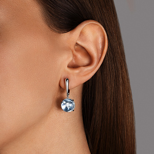 Серьги с английским замком из белого золота с бриллиантами