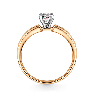 Кольцо из красного золота с бриллиантом