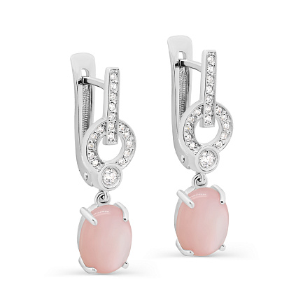 Серьги с английским замком из серебра с перламутром