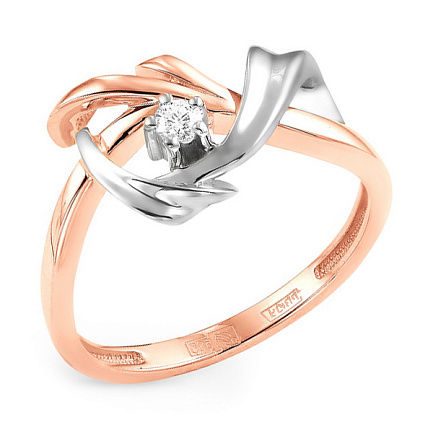 Кольцо из красного золота с бриллиантом