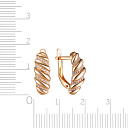 Серьги с английским замком из красного золота с фианитом