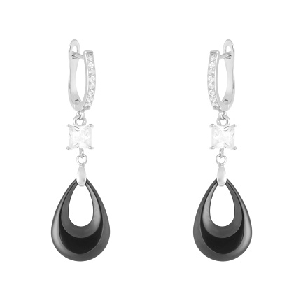 Серьги с английским замком из серебра с керамикой