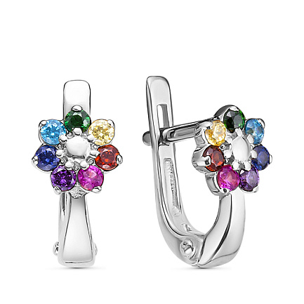 Серьги с английским замком из серебра с фианитами