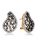 Серьги с французским замком из желтого золота с бриллиантами