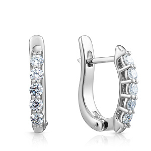 Серьги с английским замком из белого золота с бриллиантами