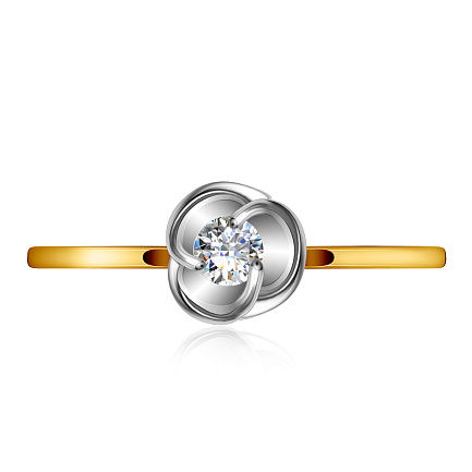 Кольцо из желтого золота с фианитами Сваровски