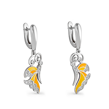 Серьги с английским замком из серебра с фианитами